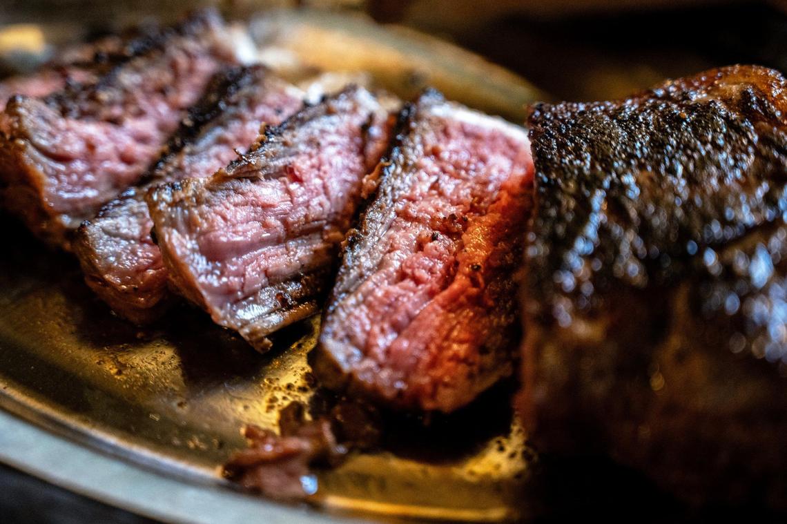 Jess and Jim’s Steakhouse signature dishes Playboy Strip SteakKC StripTwice-Baked Potato